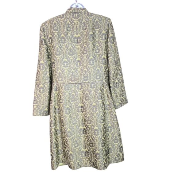 Vintage Kasper 55% Silk Brocade  Mango Structured Coat Size 14 Gray & Green - Picture 2 of 10